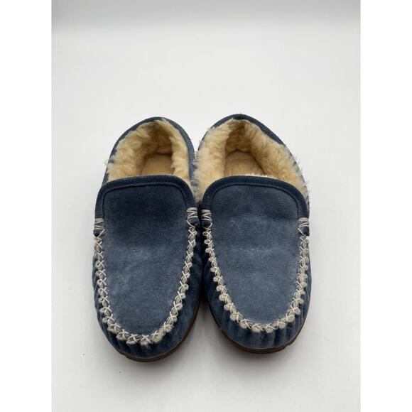 L.L. Bean women’s moccasin slippers, size 7 Medium Blue Suede Good Condition - Picture 1 of 6